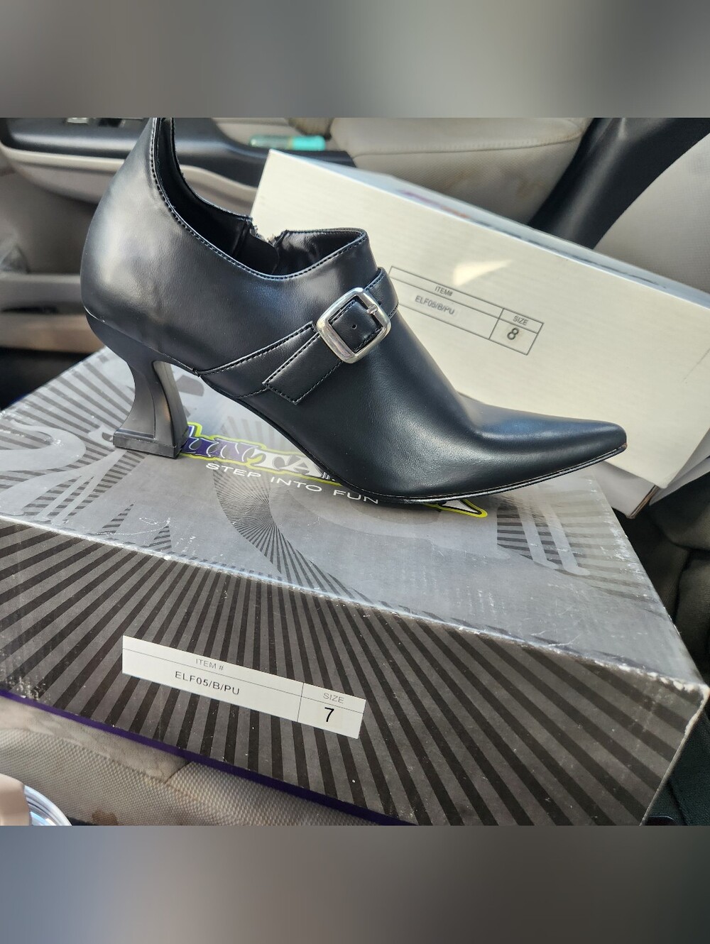 Funtasma Black Pointed Buckle Mid Heel Pumps
